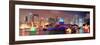 Chicago Skyline Panorama with Skyscrapers and Buckingham Fountain in Grant Park at Night Lit by Col-Songquan Deng-Framed Photographic Print