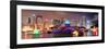 Chicago Skyline Panorama with Skyscrapers and Buckingham Fountain in Grant Park at Night Lit by Col-Songquan Deng-Framed Photographic Print