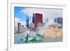 Chicago Skyline Panorama with Skyscrapers and Buckingham Fountain in Grant Park in the Morning With-Songquan Deng-Framed Photographic Print