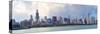 Chicago Skyline Panorama with Skyscrapers over Lake Michigan with Cloudy Blue Sky.-Songquan Deng-Stretched Canvas