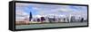 Chicago Skyline Panorama with Skyscrapers over Lake Michigan with Cloudy Blue Sky.-Songquan Deng-Framed Stretched Canvas