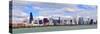 Chicago Skyline Panorama with Skyscrapers over Lake Michigan with Cloudy Blue Sky.-Songquan Deng-Stretched Canvas