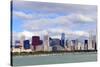 Chicago Skyline Panorama with Skyscrapers over Lake Michigan with Cloudy Blue Sky.-Songquan Deng-Stretched Canvas
