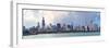 Chicago Skyline Panorama with Skyscrapers over Lake Michigan with Cloudy Blue Sky.-Songquan Deng-Framed Photographic Print