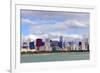 Chicago Skyline Panorama with Skyscrapers over Lake Michigan with Cloudy Blue Sky.-Songquan Deng-Framed Photographic Print