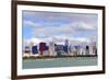 Chicago Skyline Panorama with Skyscrapers over Lake Michigan with Cloudy Blue Sky.-Songquan Deng-Framed Photographic Print