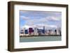 Chicago Skyline Panorama with Skyscrapers over Lake Michigan with Cloudy Blue Sky.-Songquan Deng-Framed Photographic Print