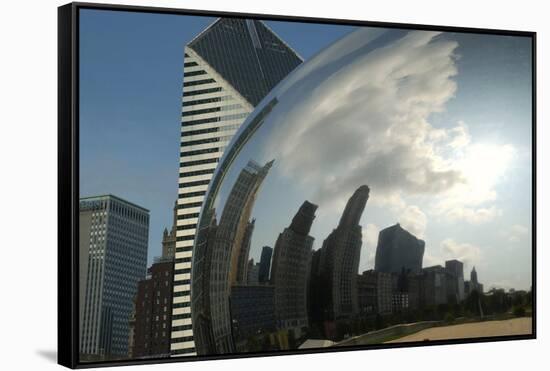 Chicago Skyline Reflected by the Bean-Patrick J. Warneka-Framed Stretched Canvas