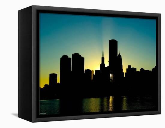 Chicago Skyline Silhouette From Navy Pier-Patrick Warneka-Framed Stretched Canvas