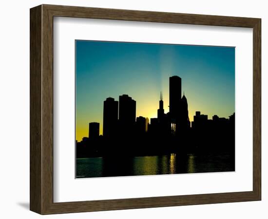 Chicago Skyline Silhouette From Navy Pier-Patrick Warneka-Framed Photographic Print