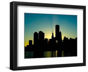 Chicago Skyline Silhouette From Navy Pier-Patrick Warneka-Framed Photographic Print