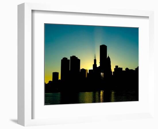 Chicago Skyline Silhouette From Navy Pier-Patrick Warneka-Framed Photographic Print