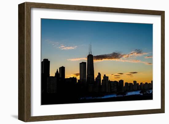 Chicago Skyline Silhouette-Steve Gadomski-Framed Photographic Print