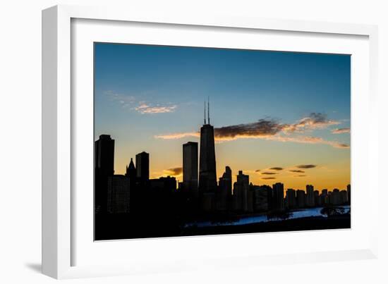 Chicago Skyline Silhouette-Steve Gadomski-Framed Photographic Print