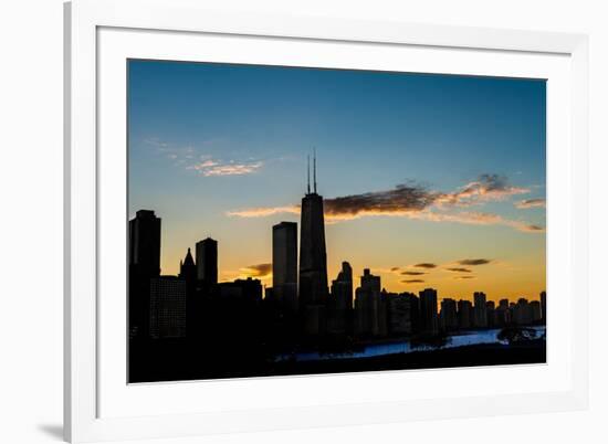 Chicago Skyline Silhouette-Steve Gadomski-Framed Photographic Print