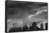 Chicago Skyline Storm BW-Steve Gadomski-Framed Stretched Canvas