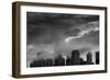 Chicago Skyline Storm BW-Steve Gadomski-Framed Photographic Print