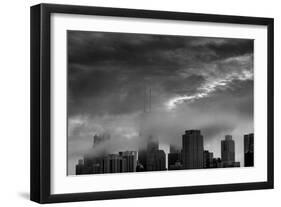 Chicago Skyline Storm BW-Steve Gadomski-Framed Photographic Print