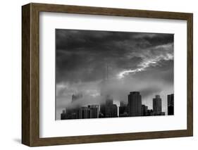 Chicago Skyline Storm BW-Steve Gadomski-Framed Photographic Print