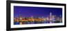 Chicago skyline with Cubs World Series lights night, Lake Michigan, Chicago, Cook County, Illino...-null-Framed Photographic Print