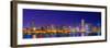 Chicago skyline with Cubs World Series lights night, Lake Michigan, Chicago, Cook County, Illino...-null-Framed Photographic Print