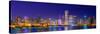 Chicago skyline with Cubs World Series lights night, Lake Michigan, Chicago, Cook County, Illino...-null-Stretched Canvas