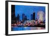 Chicago Skyline with Ferris Wheel-Martina Bleichner-Framed Art Print