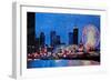 Chicago Skyline with Ferris Wheel-Martina Bleichner-Framed Premium Giclee Print