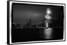 Chicago Skyline with Fireworks-Steve Gadomski-Framed Stretched Canvas