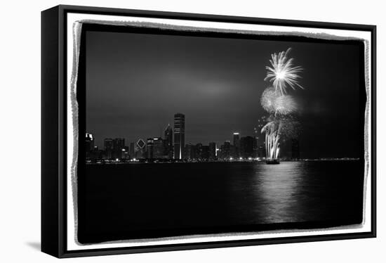 Chicago Skyline with Fireworks-Steve Gadomski-Framed Stretched Canvas