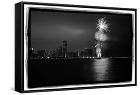 Chicago Skyline with Fireworks-Steve Gadomski-Framed Stretched Canvas