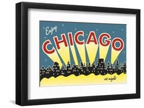 Chicago skyline-Vintage Reproduction-Framed Art Print