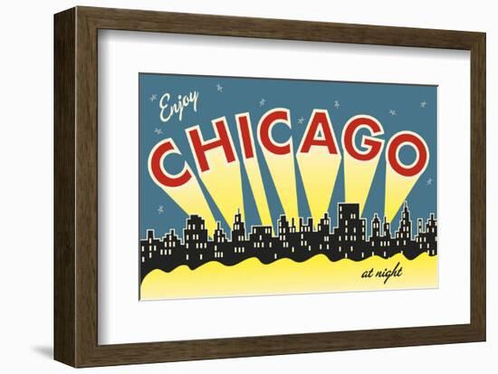 Chicago skyline-Vintage Reproduction-Framed Art Print