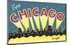 Chicago skyline-Vintage Reproduction-Mounted Art Print