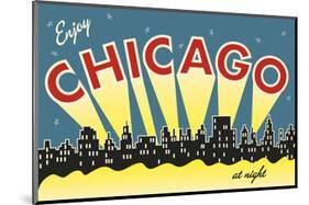 Chicago skyline-Vintage Reproduction-Mounted Art Print