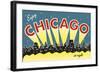 Chicago skyline-Vintage Reproduction-Framed Art Print