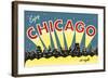 Chicago skyline-Vintage Reproduction-Framed Art Print