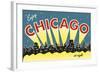 Chicago skyline-Vintage Reproduction-Framed Art Print