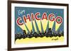 Chicago skyline-Vintage Reproduction-Framed Art Print