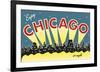 Chicago skyline-Vintage Reproduction-Framed Art Print