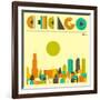 Chicago Skyline-Jazzberry Blue-Framed Premium Giclee Print