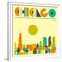 Chicago Skyline-Jazzberry Blue-Framed Premium Giclee Print