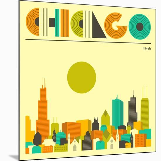 Chicago Skyline-Jazzberry Blue-Mounted Premium Giclee Print