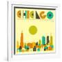 Chicago Skyline-Jazzberry Blue-Framed Art Print