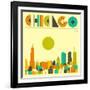 Chicago Skyline-Jazzberry Blue-Framed Art Print