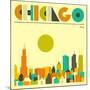 Chicago Skyline-Jazzberry Blue-Mounted Art Print