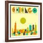 Chicago Skyline-Jazzberry Blue-Framed Art Print