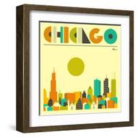 Chicago Skyline-Jazzberry Blue-Framed Art Print