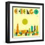 Chicago Skyline-Jazzberry Blue-Framed Art Print