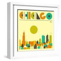 Chicago Skyline-Jazzberry Blue-Framed Art Print